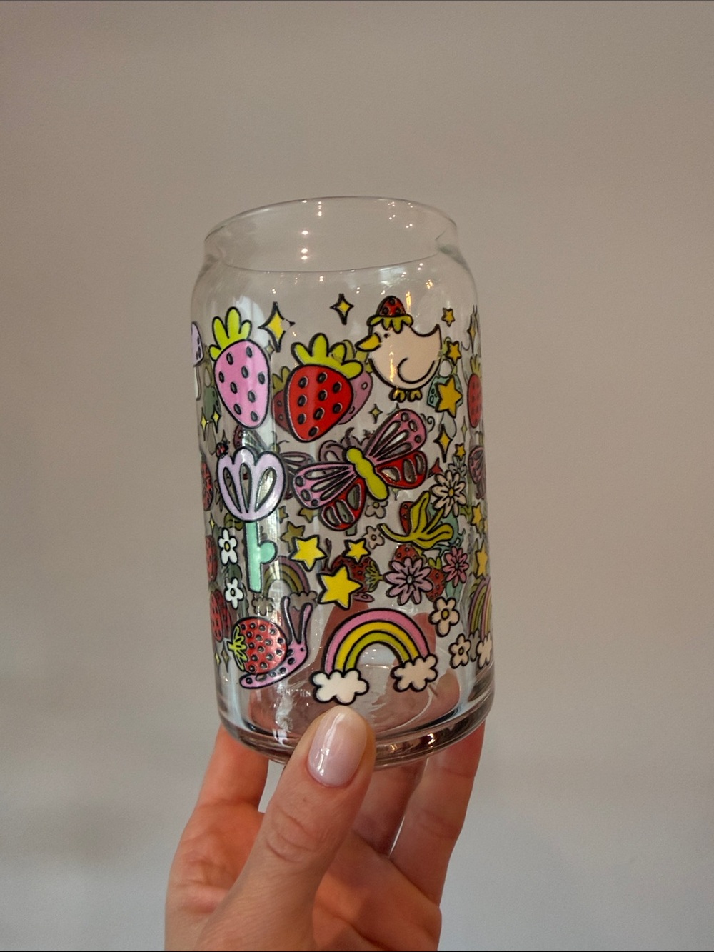 Dishwasher Safe Tall Glass with Adorable Design